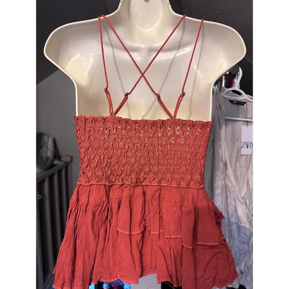 Free People Intimately Adella Lace Smocked Back Cami Winding Roads Size S - Picture 6 of 6
